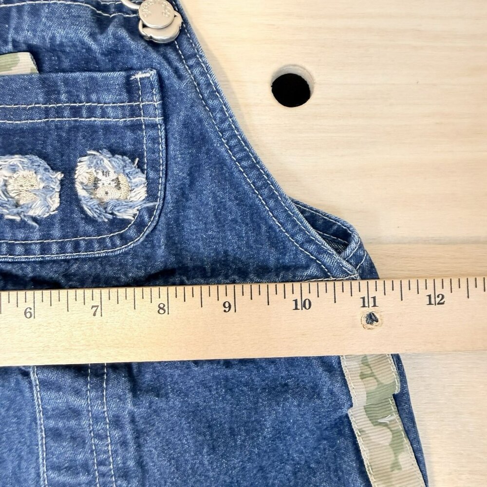 Vintage GREENDOG Blue Denim Overall Shorts With Camo T Shirt Size 18 Mo - Picture 13 of 14